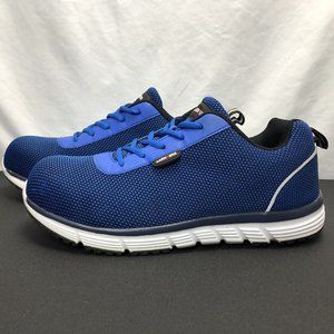 LARNMERN Mens Size 11  Steel Toe Shoes Work Safety Blue Fabric Excellent Clean